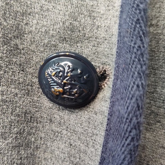 Gap the academy blazer dark heather gray navy trim crest button pink details - Picture 5 of 11